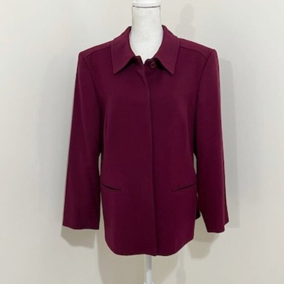 L.L. Bean Vintage Wool Cashmere Blend Burgundy Jacket Coat Women's Size 18 - Picture 1 of 8
